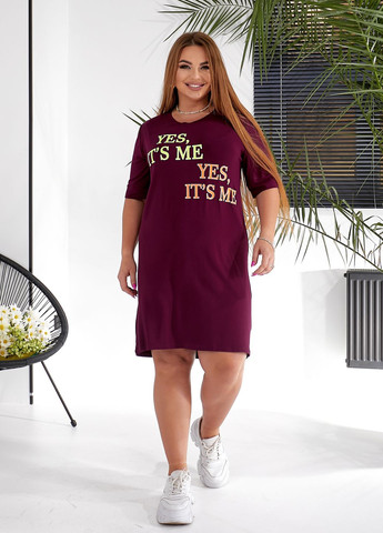 Бордовое повседневный, домашнее платье-футболка миди длины с короткими рукавами платье-футболка No Brand однотонное