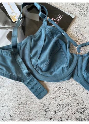 Синий бюстгальтер без поролона со стрепами синий Lanny Mode