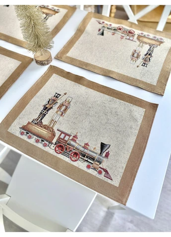 Серветка гобеленова RUNNER1324SE Золотий Лускунчик, 37x49, Прямокутна, Новорічний, Золотий люрекс, 70% поліестер, 23% бавовна, LiMaSo (390490584)