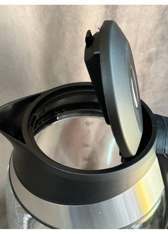 Дисковой стеклянный электрочайник EKG-25012 1,8л LED RGB подсветка 2200Вт Черный/Серый Grunhelm (357208023)