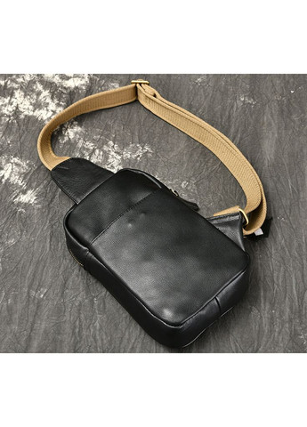 Чоловіча сумка нагрудна бананка чорна з натуральної шкіри ProDobro (363259767)