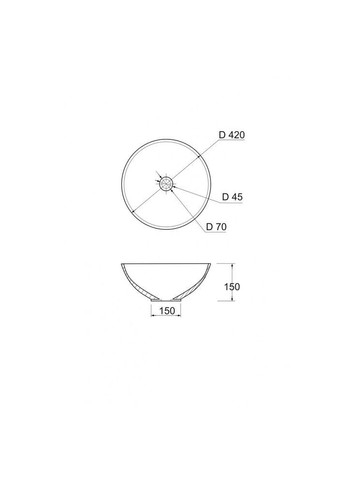 Умывальник из искусственного камня 420х115мм, без отверстия для смесителя/перелива, круглый KREIS Черный (35510420115) Adamant (368157266)