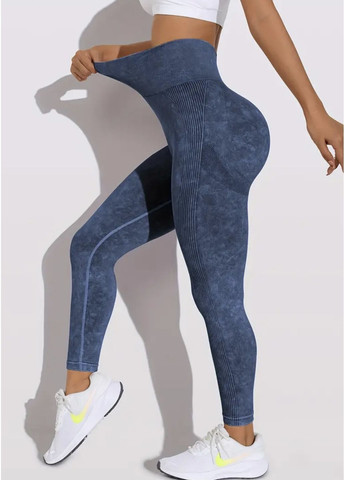 Темно-синие леггинсы для фитнеса, зала с эффектом пуш-ап – имитация джинса No Brand