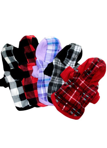 Теплое худи для котов и кошек с капюшоном Pet Style "Крупная клетка" Фиолетовая XL No Brand - (323235714)