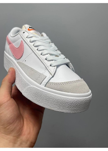 Розовые демисезонные кроссовки мужские nike blazer low platform white pink glaze v2 найк блейзер No Brand