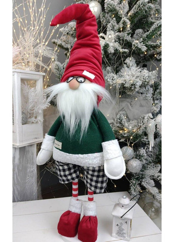 Скандинавський Гном інтерєрний 65см зелено-червоний в окулярах. Різдряний ельф Скандинавський, санта клаус новорічний, іграшка Xatynka (365812300)