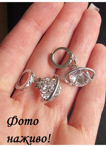 Посеребренный набор серьги и подвеска розы с фианитами, 10-179 No Brand (367960481)