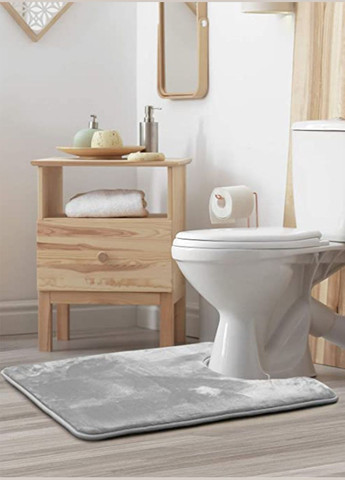 Антискользящий, мягкий коврик для ванной и туалета с эффектом памяти - U-образный контурный коврик 50 х 50 см Серый Aquarius (281327198)