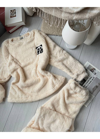 Молочна всесезон жіноча піжама кофта + брюки No Brand