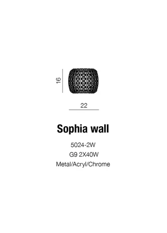 Настенный светильник SOPHIA AZ2520 (5024-2W crystal / metal / chrome) Azzardo (402479950)