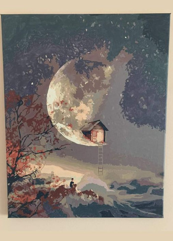 Картина космос за номерами Картини Малювання по номерах Будиночок на місяці 40х50 Живопис на полотні фарбами 3105 Origami (366222050)