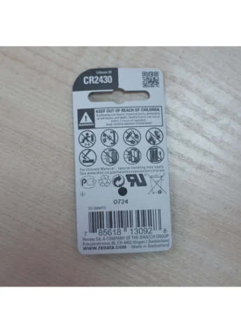 Дисковая батарейка Lithium Cell 3V CR2430 (285mAH) (C1) Renata (370257380)