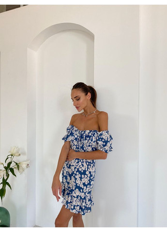 Синее платье laura цвет ромашка milirud