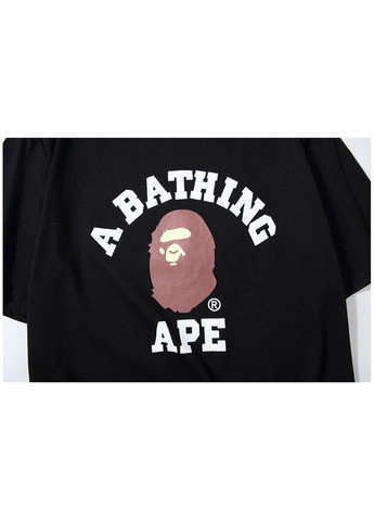 Черная футболка чёрная Bape A Bathing Ape Distortion College Black Tee Mens