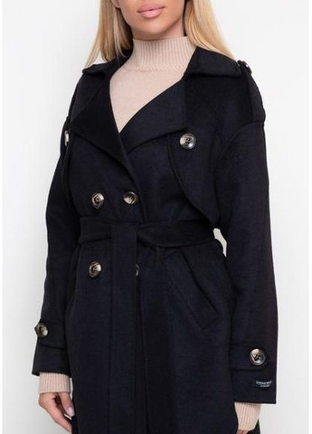 Черное Пальто-рубашка из двойной ткани 64-1007-95-SA Black SAM M Samange