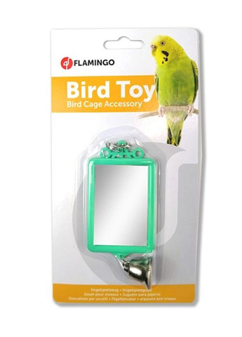 Іграшка для птахів Mirror Straight+Bell дзеркало з дзвіночком 100290 Flamingo (275797352)