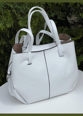 Женская сумка натуральная кожа два в одном Турция Кагуя белая с бежевой косметичкой Karya (341322779)