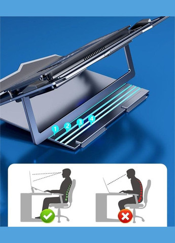 Підставка для ноутбука D20 з охолодженням та підсвічуванням, Laptop Cooling Pad Dark Grey VHG (334305135)