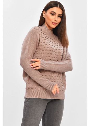 Темно-бежевый демисезонный свитер женский однотонный тёмно-бежевого цвета пуловер Let's Shop