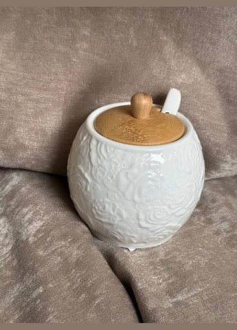 Цукорниця з кришкою та ложкою 944-002 фарфорова Білий Lefard (307359179)