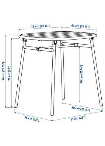 Стол и 2 стулья ИКЕА DUVSKAR/DUVSKAR 76 см (s49544774) IKEA (293242017)