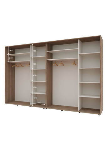 Шафа-купе чотиридверна 360*60*240 см Трюфель 4 двері Дзеркало Стандарт Комфорт Меблі (360470428)