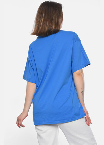 Синя літня футболка жіноча напівбатальна синього кольору Let's Shop