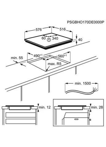 Варочная поверхность электрическая стеклокерамическая, 60см, черный Electrolux (314978857)