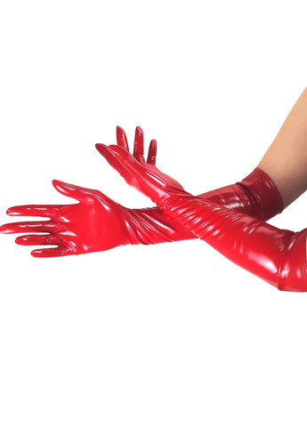 Червоний демісезонний глянсові вінілові рукавички - lora, розмір, колір - cherrylove Art of Sex