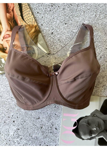 Коричневый бюстгальтер больших размеров без поролона на чашку g капучино ORIETTA AVEC