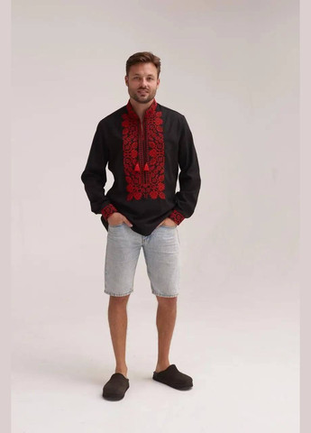 Чорна чоловіча вишиванка всеволод чорна з червоним Galychanka (300358731)