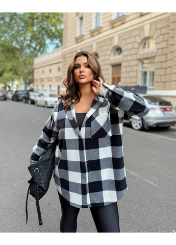 Черная повседневный рубашка в клетку GD/GL Модний простір с длинным рукавом