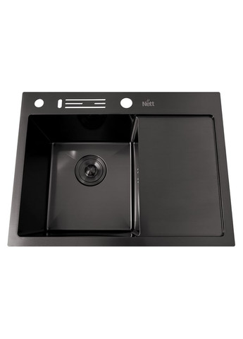 Черная раковина на кухню с правым крылом NB-6045(R) Nett (337718077)