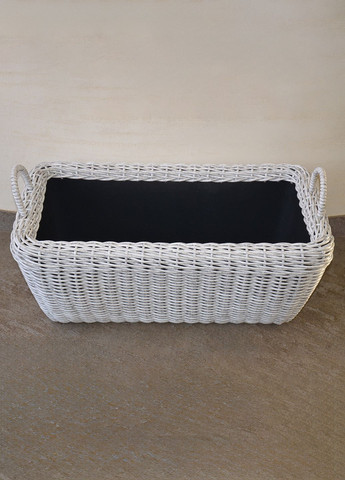 Корзина прямоугольная для дров (дровница) плетенная из искусственного ротанга ручной работы. Цвет Белая береза. 60 литров Handmade (327878872)