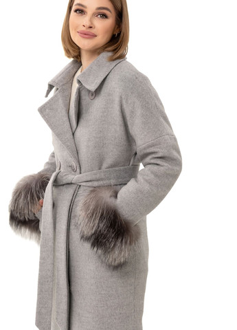 Светло-серое зимнее Пальто Уитни серый Emass