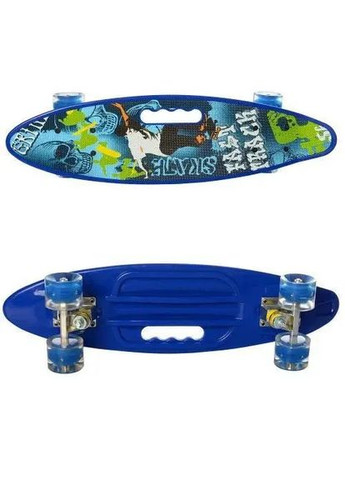 Скейт Пенни борд для детей Skate с светящимися колесами алюм. подвеска, не скользящая поверхность Синий Profi (335854792)