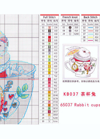 Набор для вышивания по нанесённой на канву схеме "Rabbit cups". AIDA 14CT printed, 26*26 см Joy Sunday (313614230)