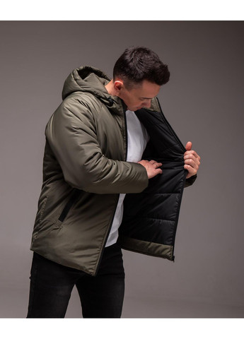 Оливковая (хаки) зимняя куртка мужская утепленная зимняя No Brand