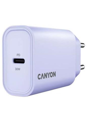 Зарядний пристрій Canyon (CNE-CHA30CLPU) VAG 30CL OnCharge USB-C PD30W Purple (370019374)