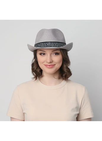 Шляпа трилби женская бумага серая VALERY LuckyLOOK 817-709 (322784114)