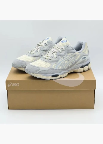 Бежеві кросівки чоловічі gel nyc beige/light blue 1203a372-600 Asics