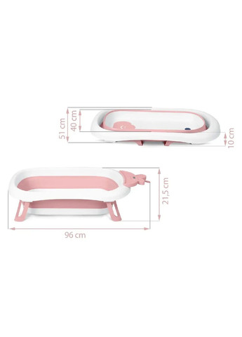 Дитяча складна ванночка з термометром дисплеєм вставкою на присосках і нековзними ніжками (476387-Prob) Біло-рожева Unbranded (280909730)