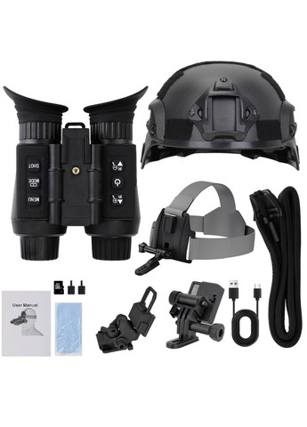 Бинокуляры ночного видения NV8300 HD 4K (до 500м) + шлем (ABS пластик) + крепление FMA L4G24 + карта 64Гб No Brand (332634575)