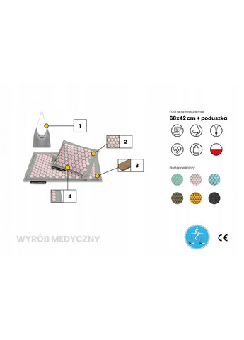 Коврик акупунктурный с подушкой Eco Mat Аппликатор Кузнецова Grey/Pink (P-5907739312174) 4FIZJO (301733326)