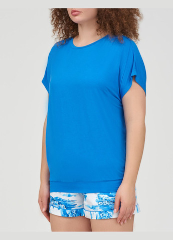 Голубая всесезон женская пижама 0239-0234 футболка + шорты Cyberjammies Donna