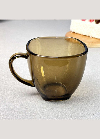 Чашки стеклянные квадратные 220 мл Quadra 6 шт дымчатые Гута Скла (370673891)