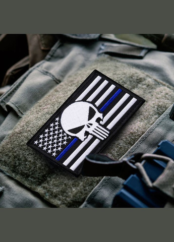 Набор шевронов 2 шт. с липучкой Череп Карателя Флаг США синяя полоска, полицейский 5х8 см, патч нашивка IDEIA (300229032)