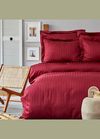 Комплект постельного белья сатин Charm bold bordo бордовый полуторный Karaca Home (285778532)