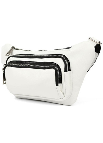 Сумка поясна бананка жіноча з натуральної шкіри середня Білий 38400 TARWA (352165960)