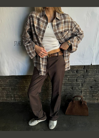 Светло-коричневая рубашка No Brand